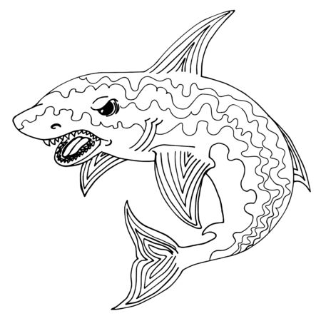 Bohemian reef shark coloring book hand drawing coloring book for children and adults beautiful drawings with patterns and small details for anti