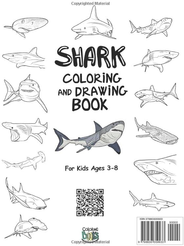 Shark coloring and drawing book for kids ages