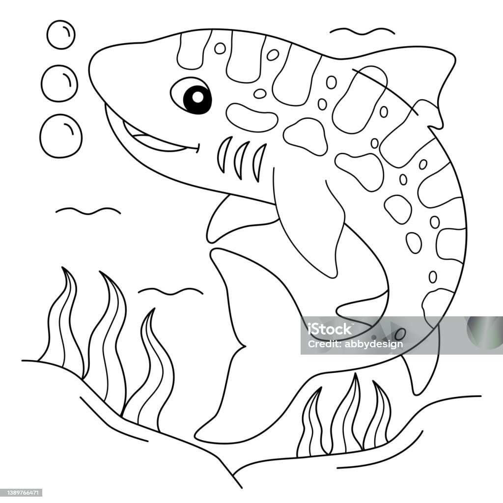 Leopard shark animal coloring page for kids stock illustration