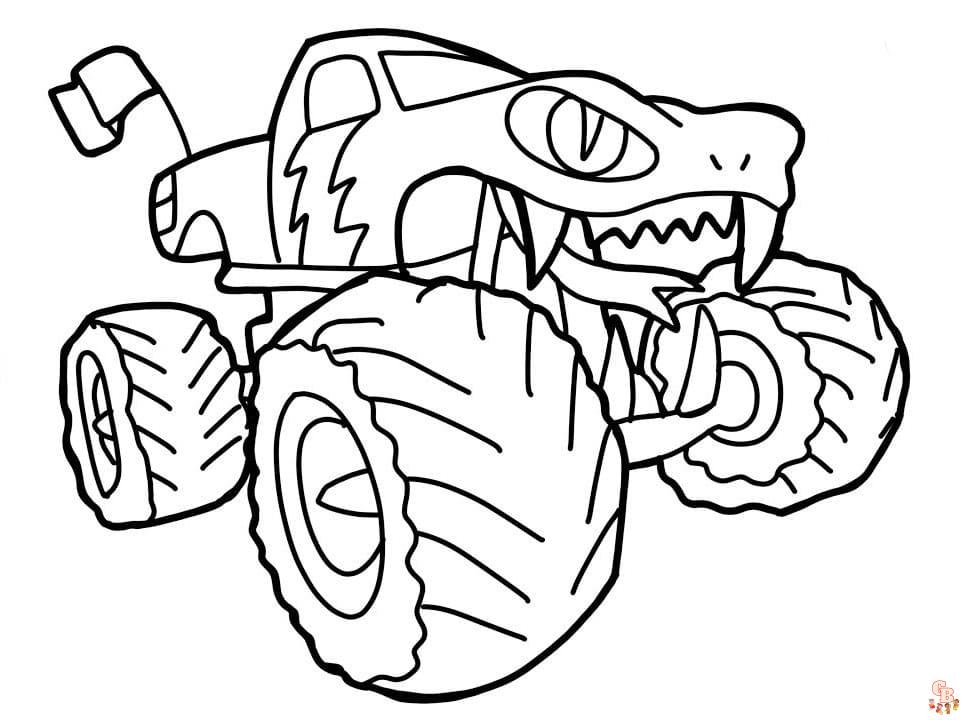 Free shark monster truck coloring pages printable and easy