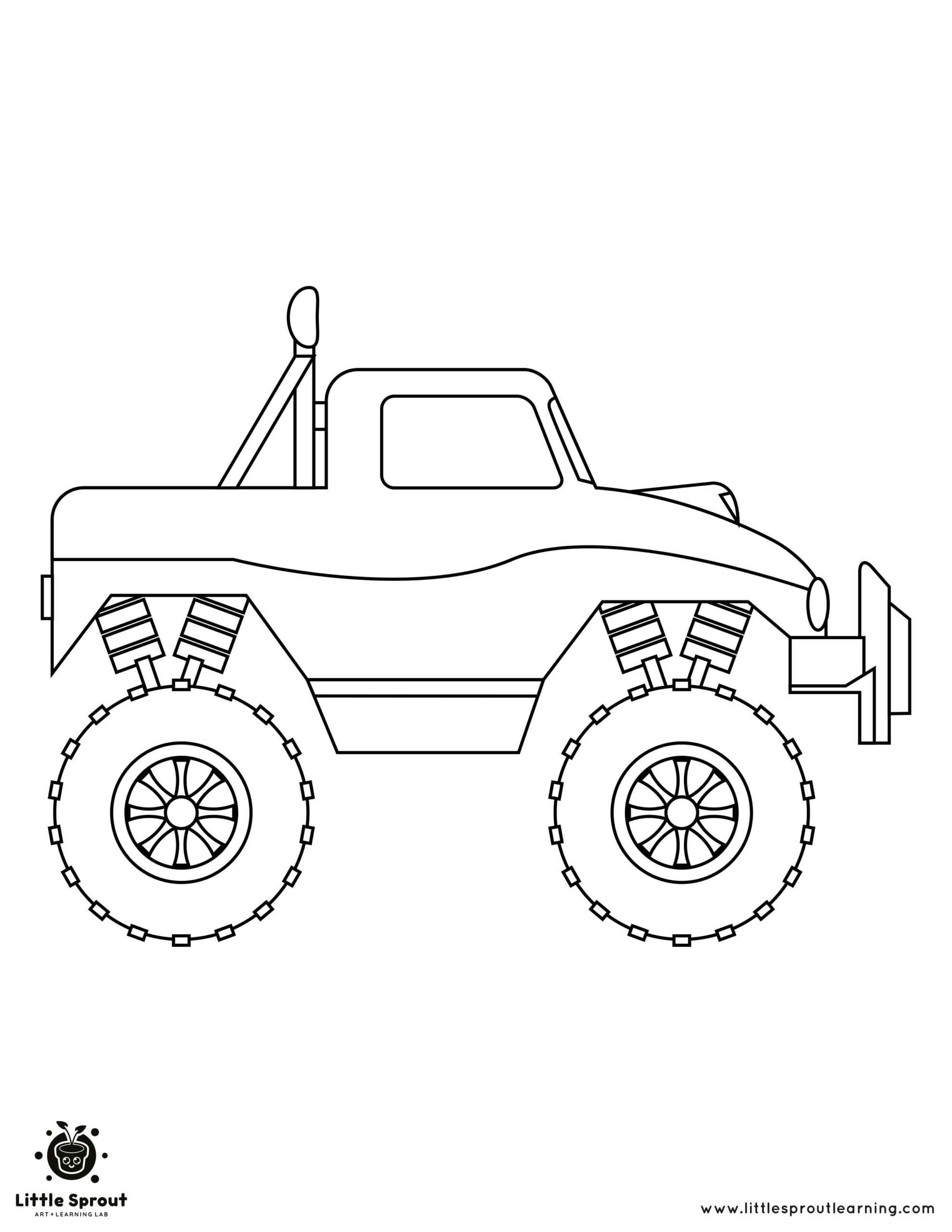 Big tires offroad monster truck coloring page