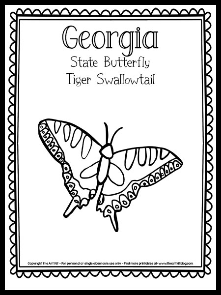 Georgia state butterfly coloring page tiger swallowtail free printable â the art kit