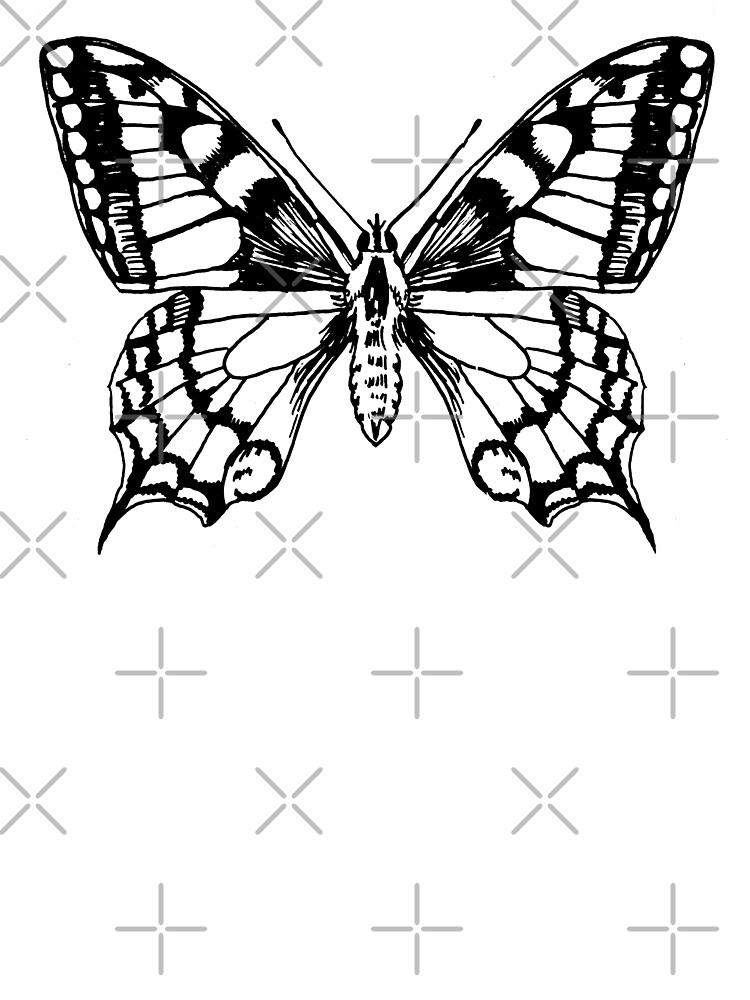 Swallowtail butterfly ink pen drawing kids t