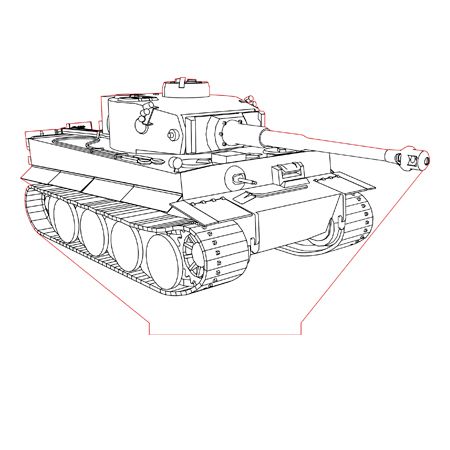 Tank tiger d illusion lamp plan vector file
