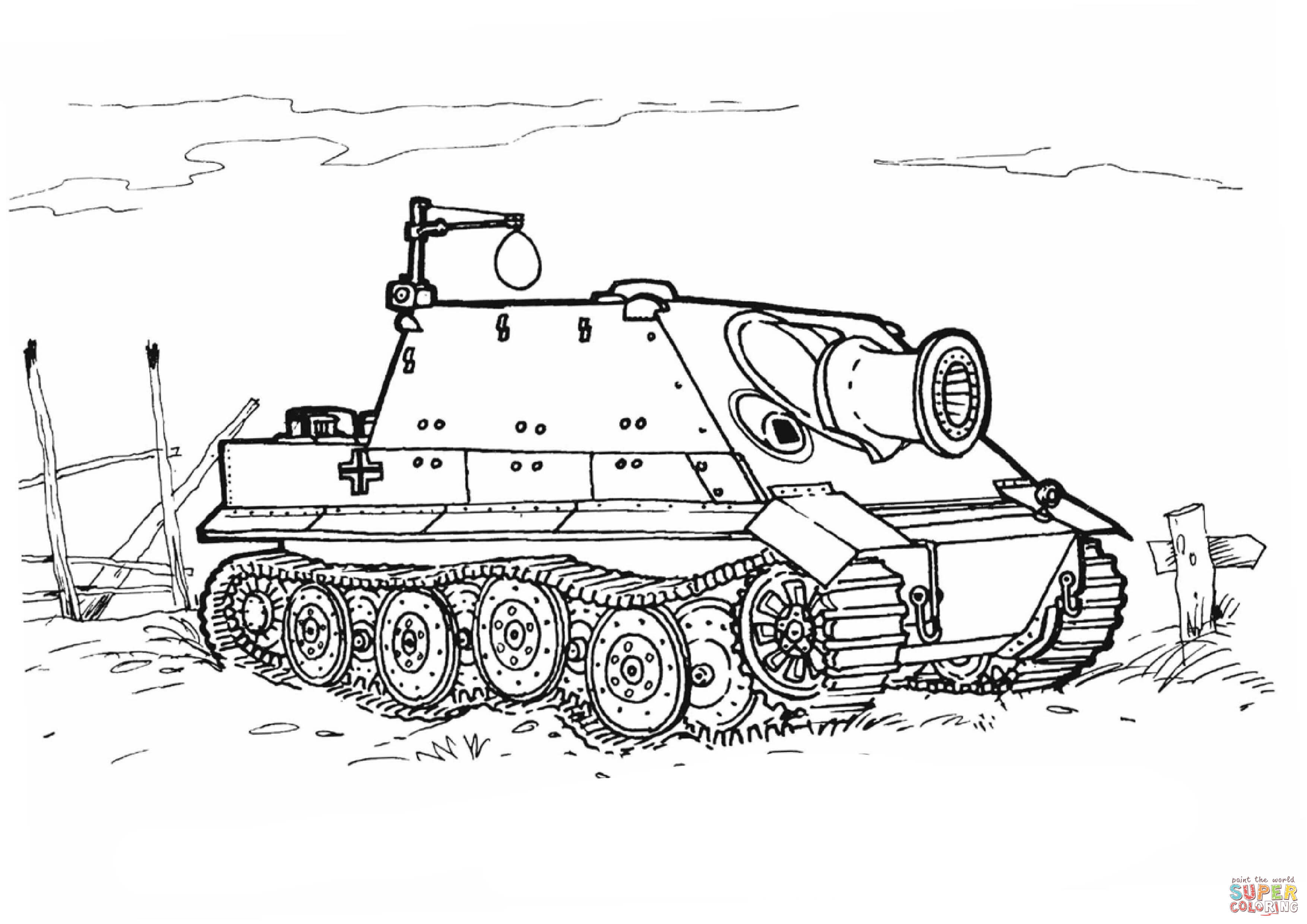 Sturmtiger assault gun coloring page free printable coloring pages