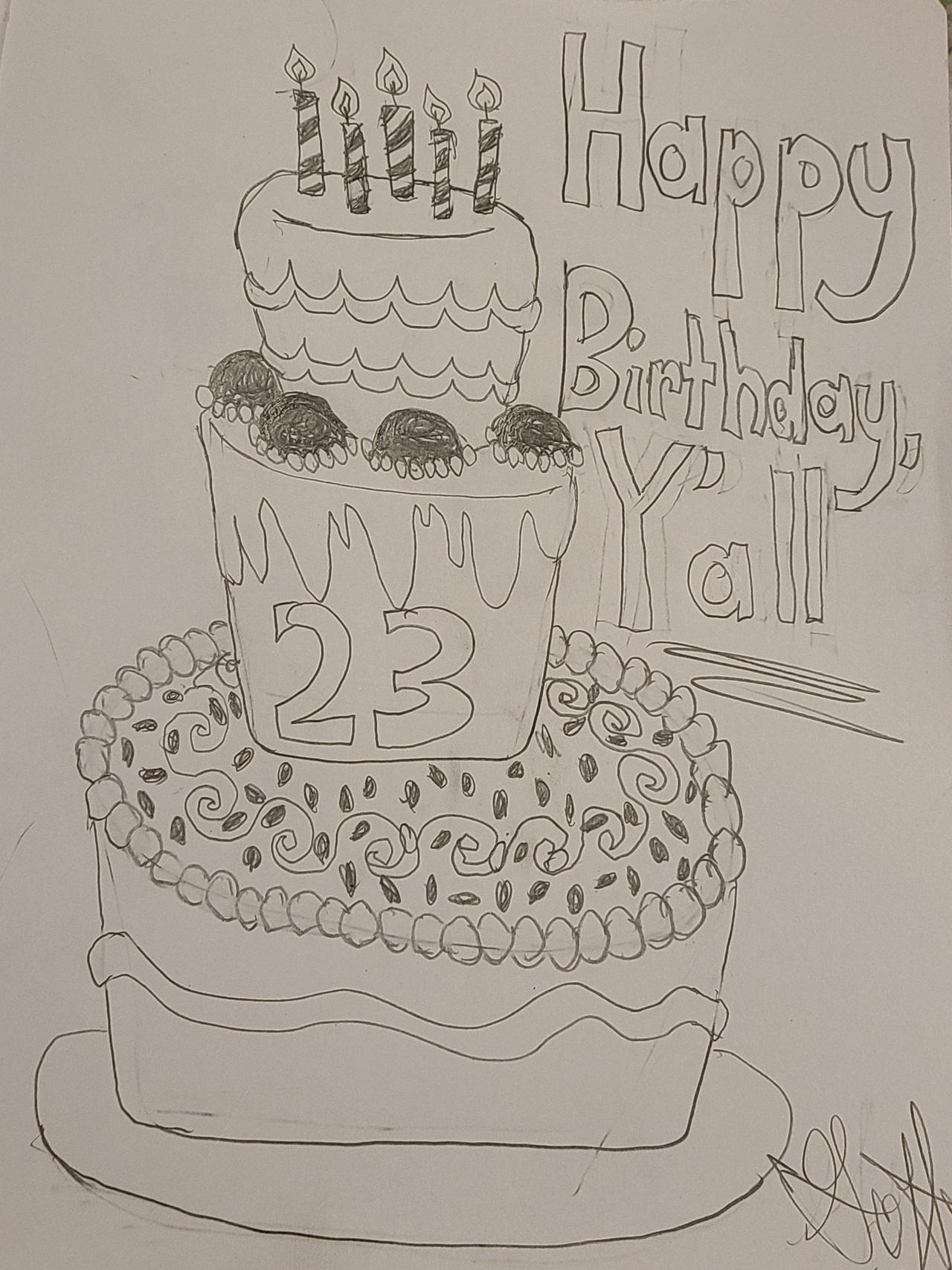 Birthday cake by yellowroseartist on