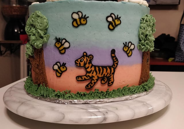 I made a pooh bear themed baby shower cake rcakedecorating