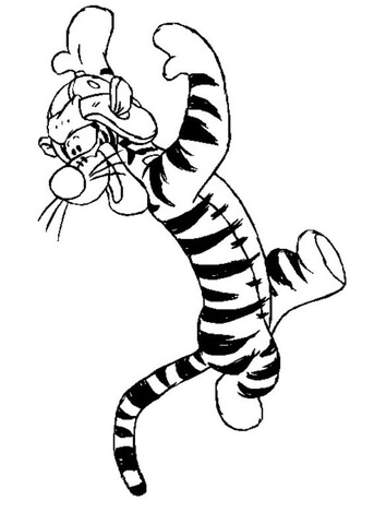 Tigger with its helmet coloring page free printable coloring pages