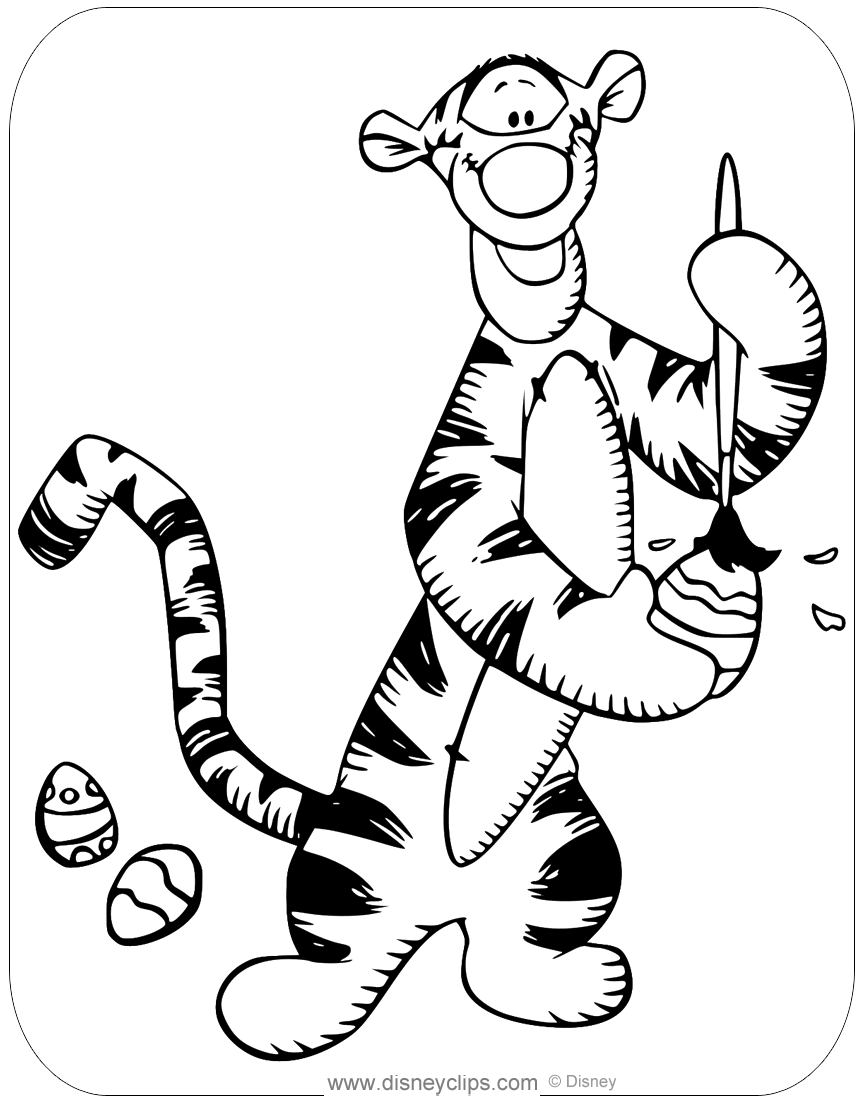 Easter fun with tigger coloring page