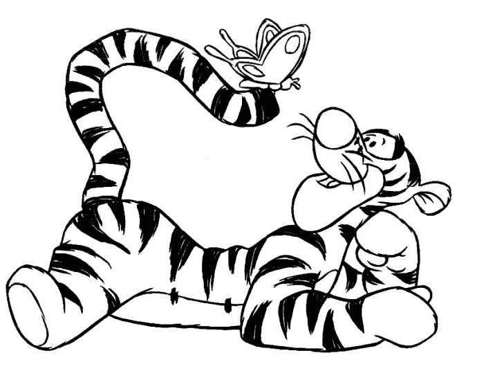Coloring pages cute tigger with butterfly coloring pages for your little ones