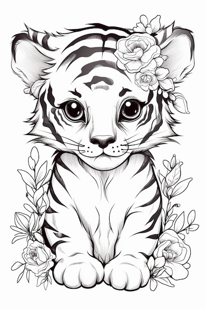 Premium ai image coloring book page adorable tigger