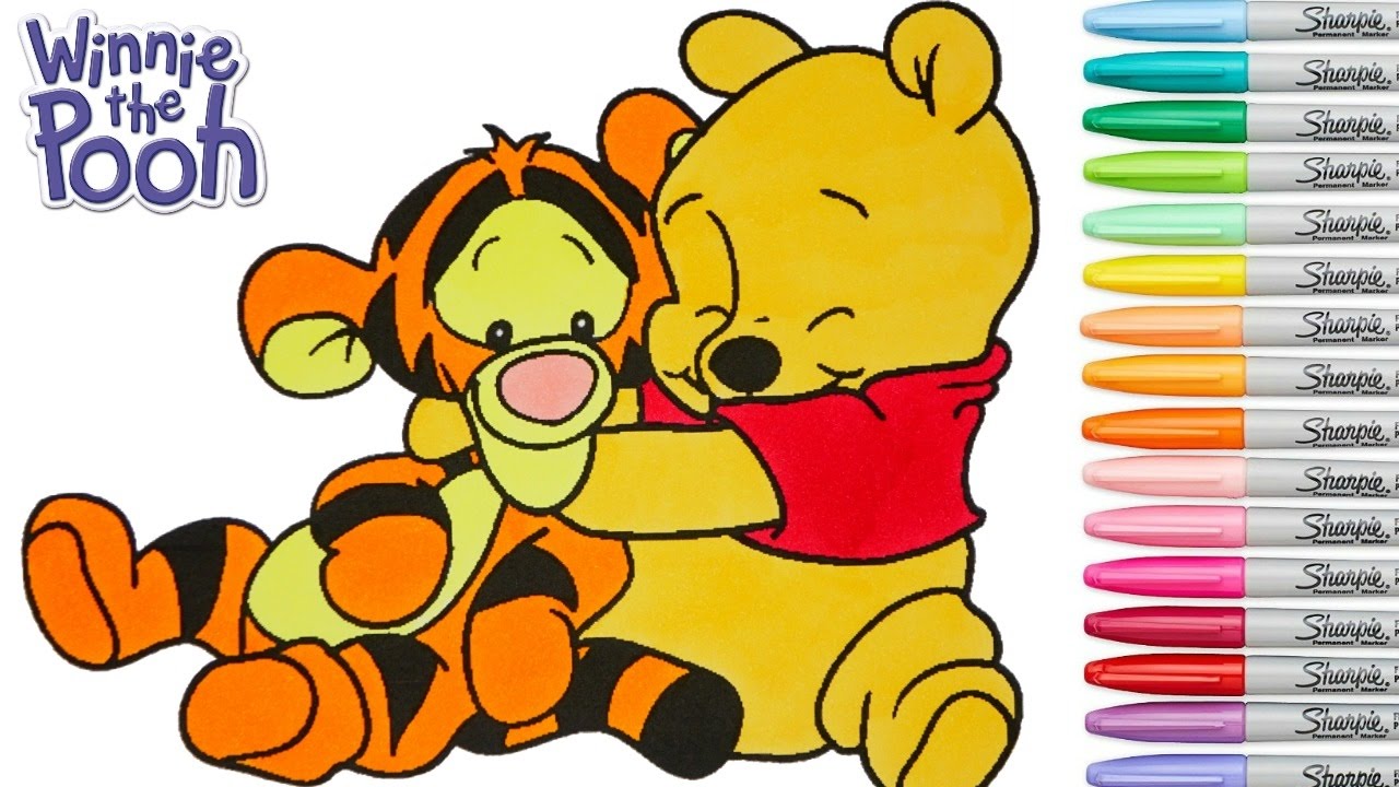 Disney coloring book winnie the pooh baby tigger colouring pages rainbow splash