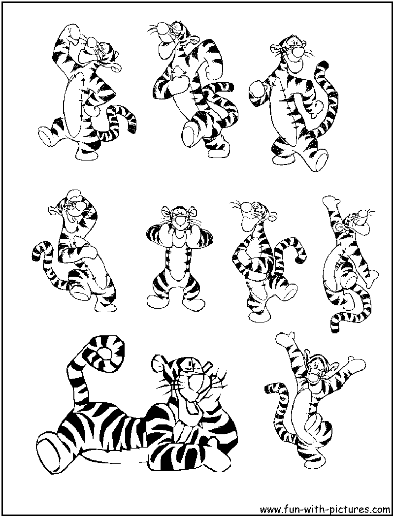 Tigger moods coloring page