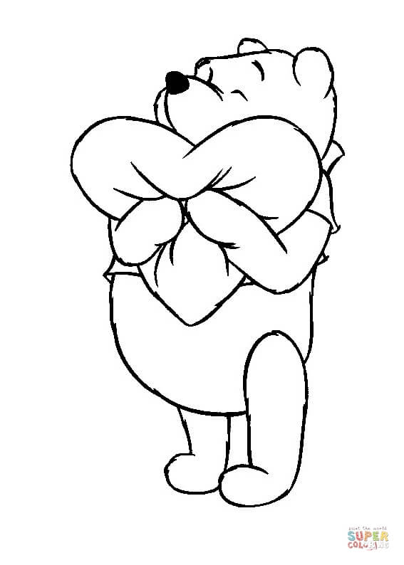 Hugging heart shapped pillow coloring page free printable coloring pages