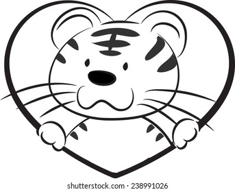 Vector drawing tiger heart shape icon stock vector royalty free
