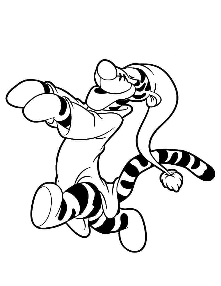 Tiger from winnie the pooh going to bed coloring page