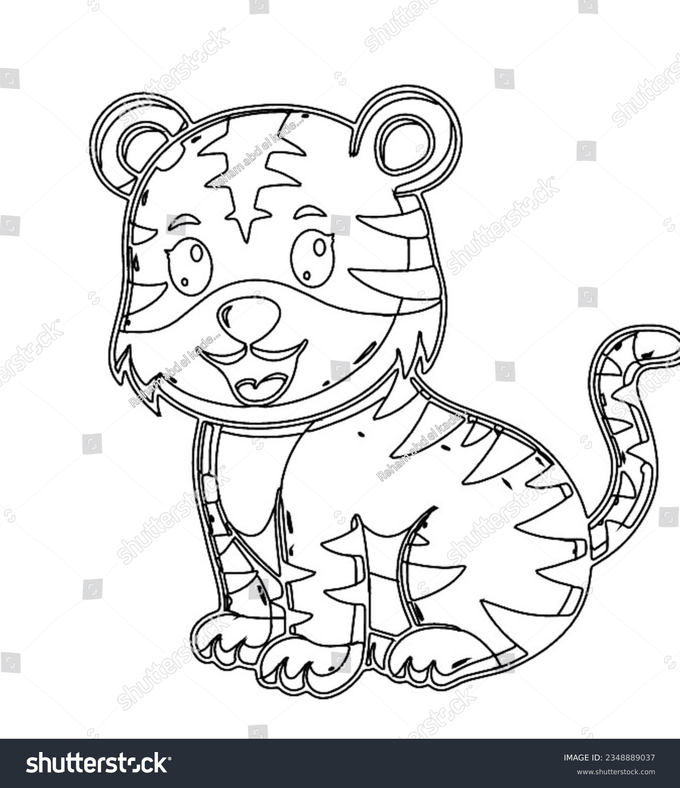 This vector illustration cartoon cute tigger stock illustration