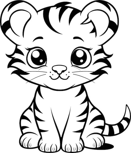 Premium vector tiger coloring page for kids vector outline illustration