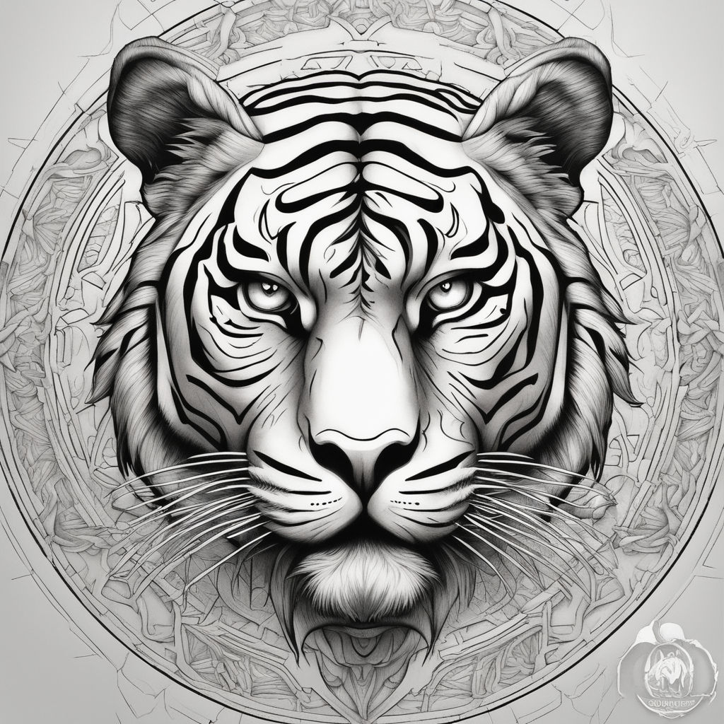 New image for tiger black and white tattoo shape