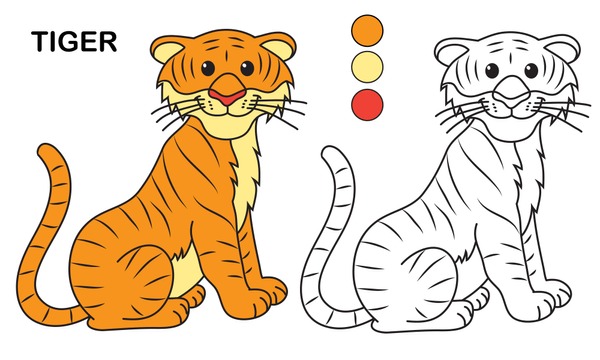 Thousand cartoon tiger outline royalty
