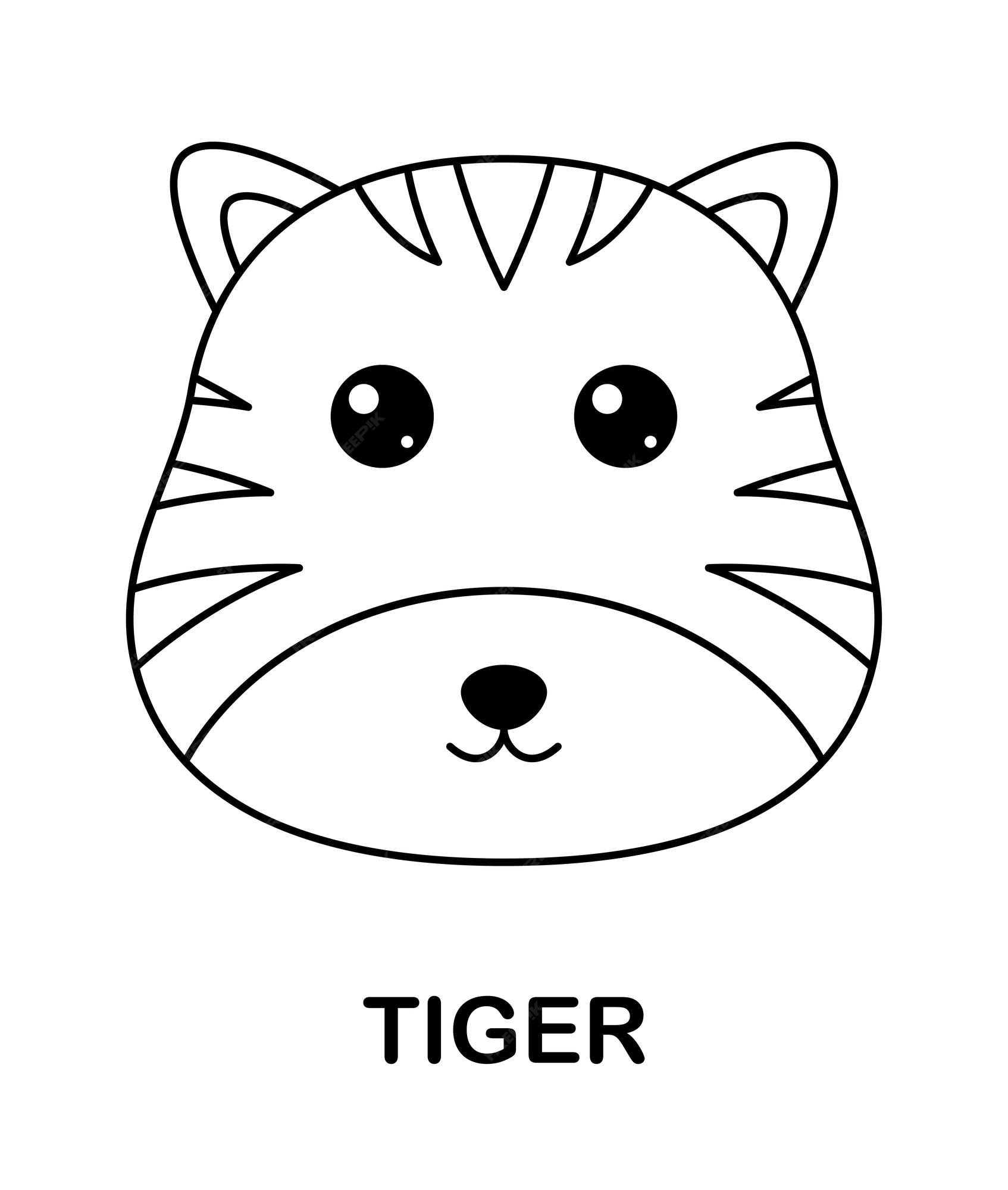 Premium vector coloring page with tiger for kids