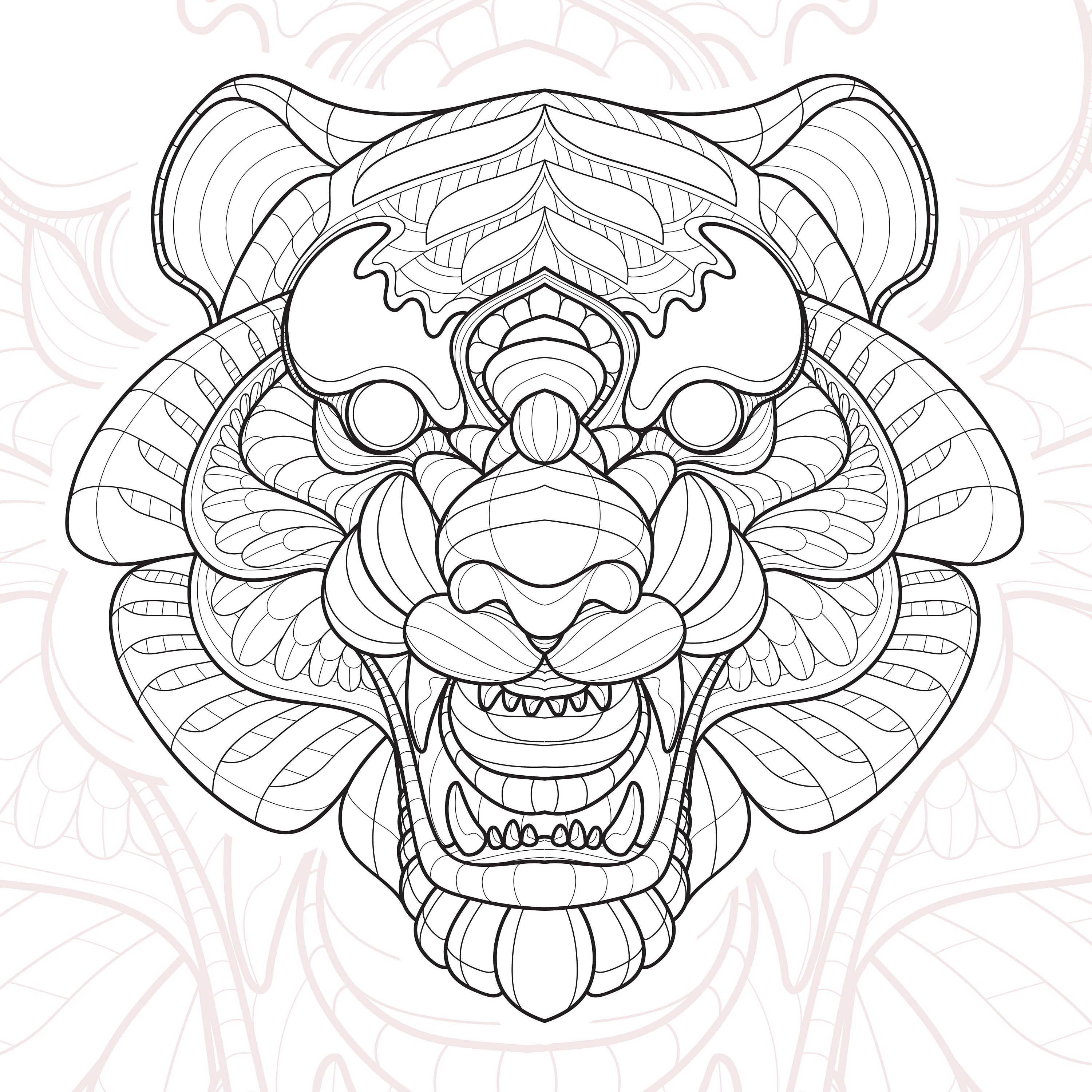 Digital printable tiger coloring page