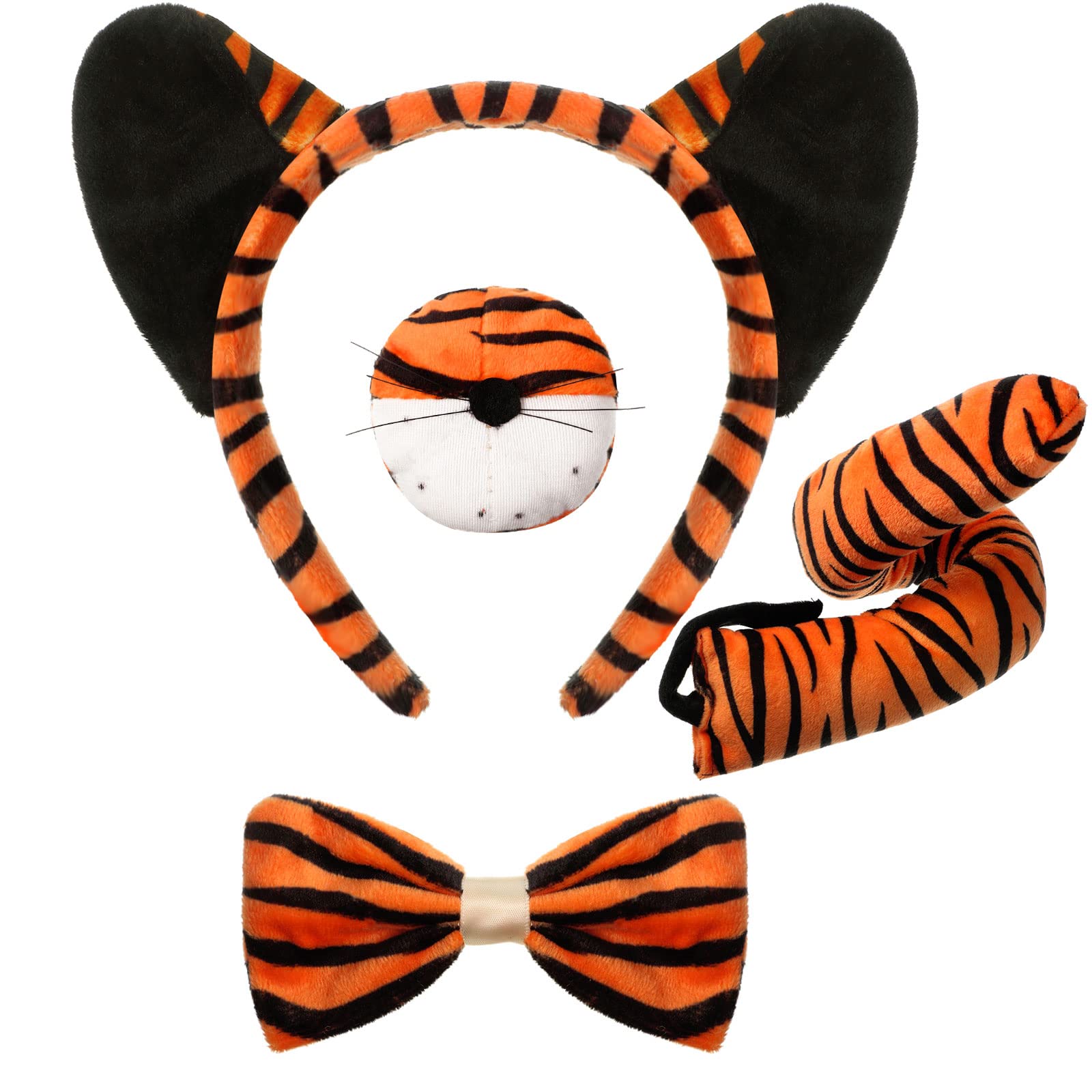 Aoriher pcs kids tiger costume kits tiger ear headband tail nose bow tie tiger animal fancy costume for carnival world book day halloween cosplay partyvivid style clothing shoes