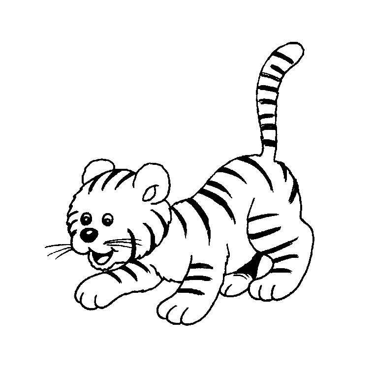 Tiger coloring page baby tiger to print and color