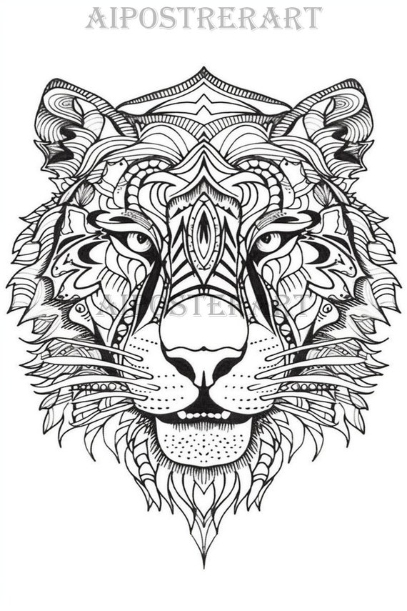 Hoja para colorear mandala de cabeza de tigre para adultos pãgina para colorear imprimible coloraciãn avanzada estilo mandala alta resoluciãn x pãxeles