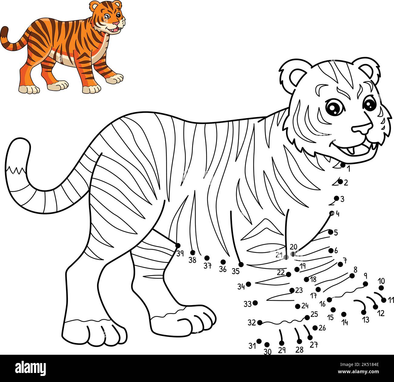 Tigre para colorear imãgen recortadas de stock