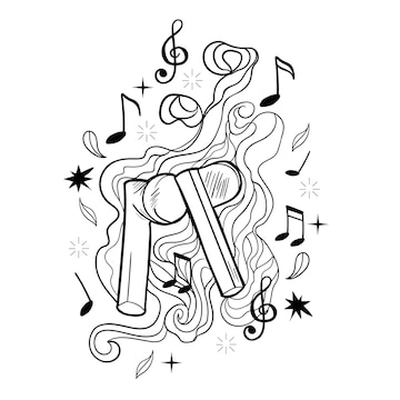 Premium vector doodle design of wireless headphones page for coloring book hand drawn sketch