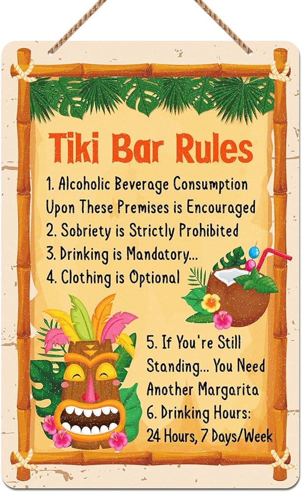 Ddream tiki bar tin signs tiki bar rules tiki bar sign x tiki bar decorations tin tiki bar decor and signs tiki signs for men women wall decor for