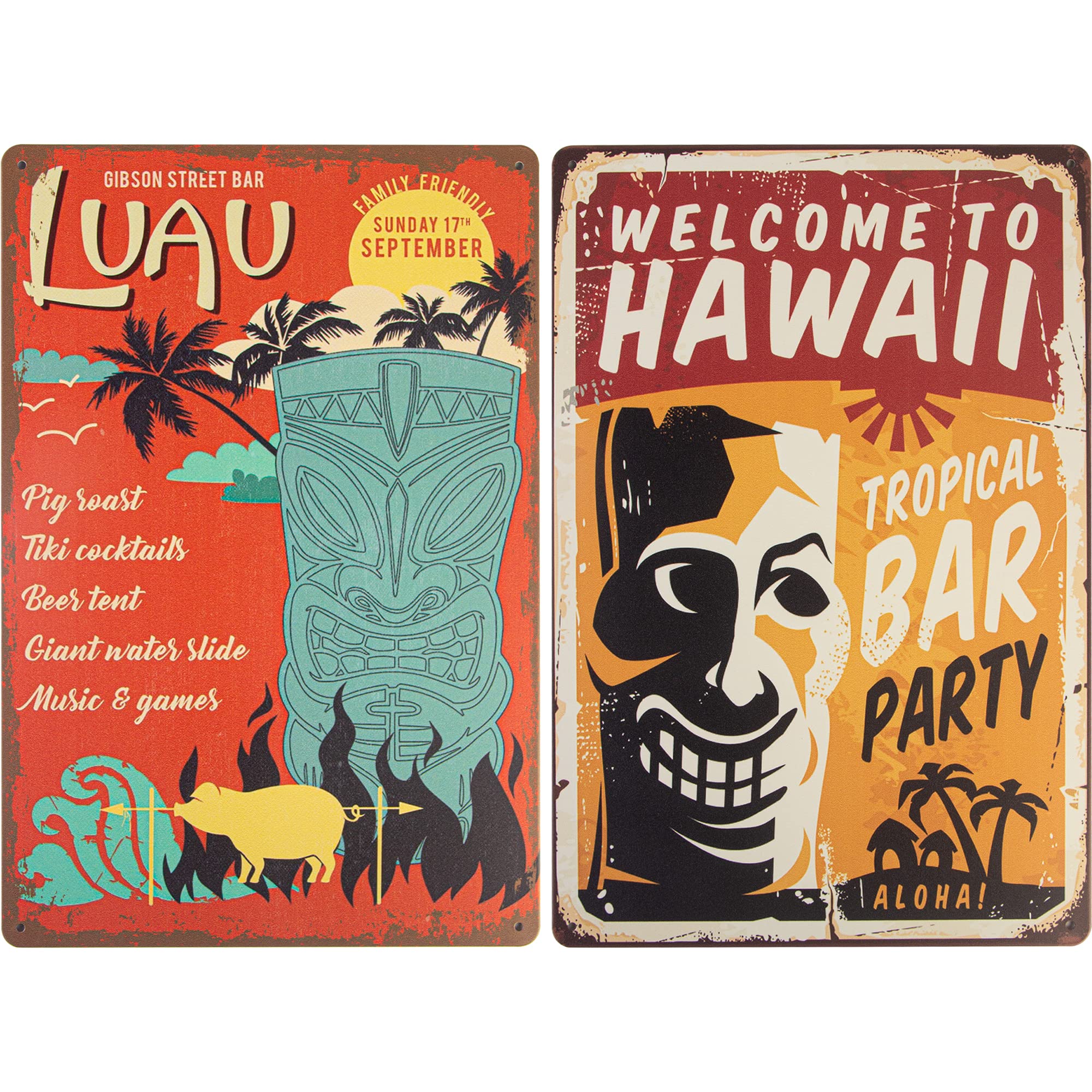 Pcs tiki bar tin sign bar decorations outdoor aloha hawaii party vintage metal wall art for outdoor tiki bars cafe background wall restaurants wall decor x inches patio