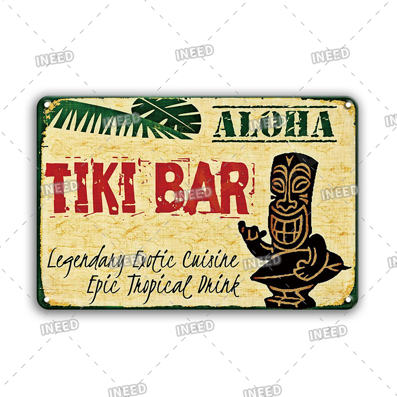 Metal vintage hawaii signs vintage tiki bar decor metal tiki bar poster