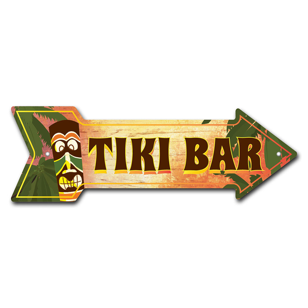 Signmission tiki bar arrow sign direction arrow sign funny home decor for garages living rooms bedroom offices signmission personalized gift inch wide