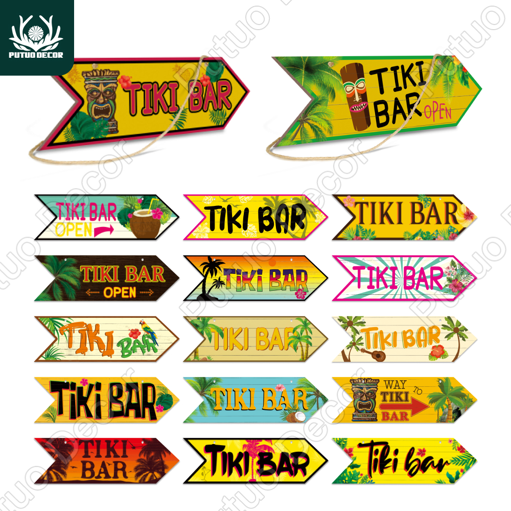 Vintage tiki bar decor wooden tiki bar signs decoration indicator