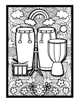 Drums mindfulness mandala coloring pages music coloring printable sheets pdf