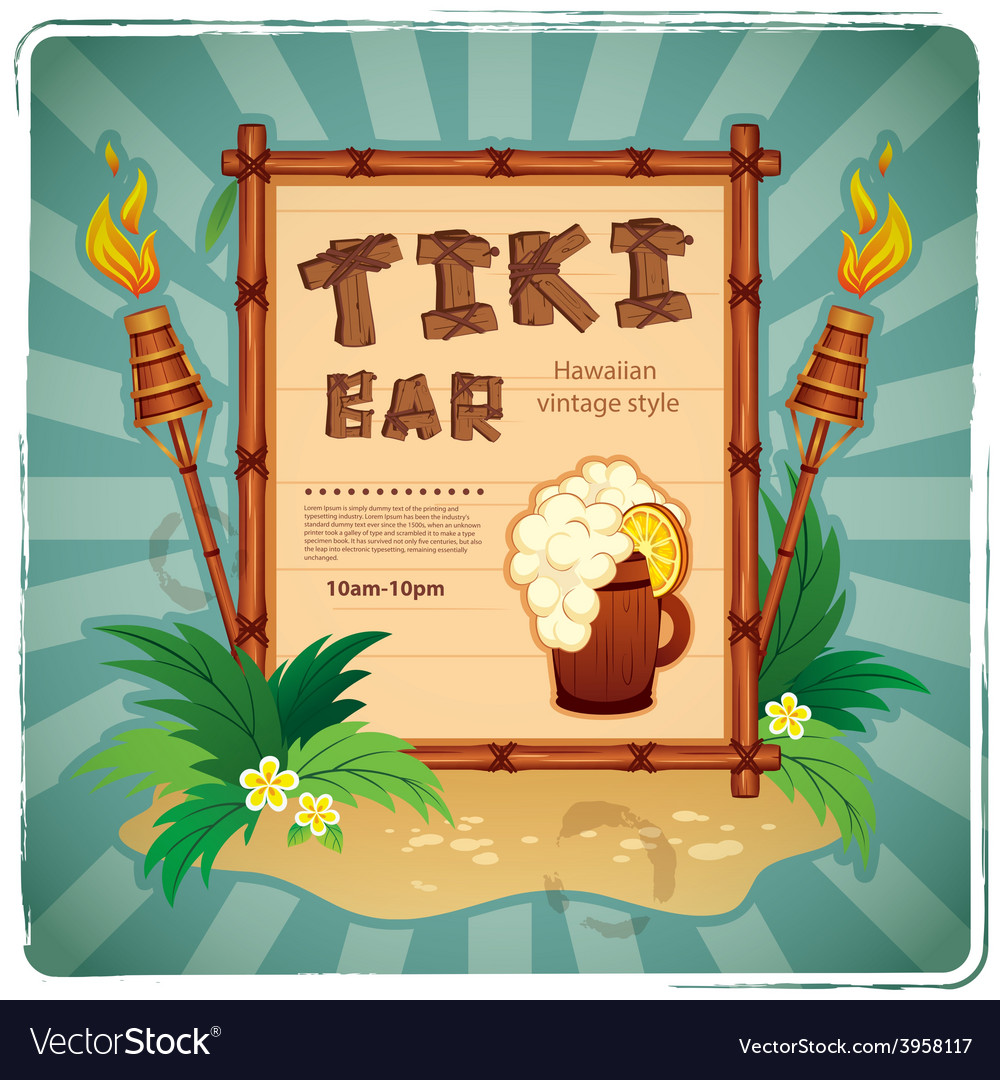 Retro tiki bar sign royalty free vector image