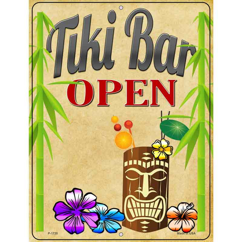 Tiki bar open wholesale metal novelty parking sign