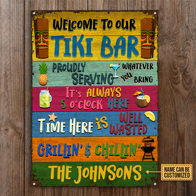 Personalized tiki bar wele to our custom classic metal signs