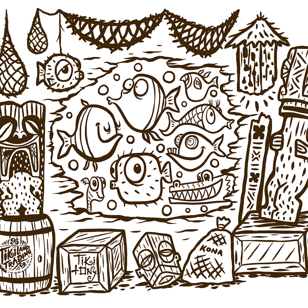 Free coloring page from tiki tony and tikiland trading co