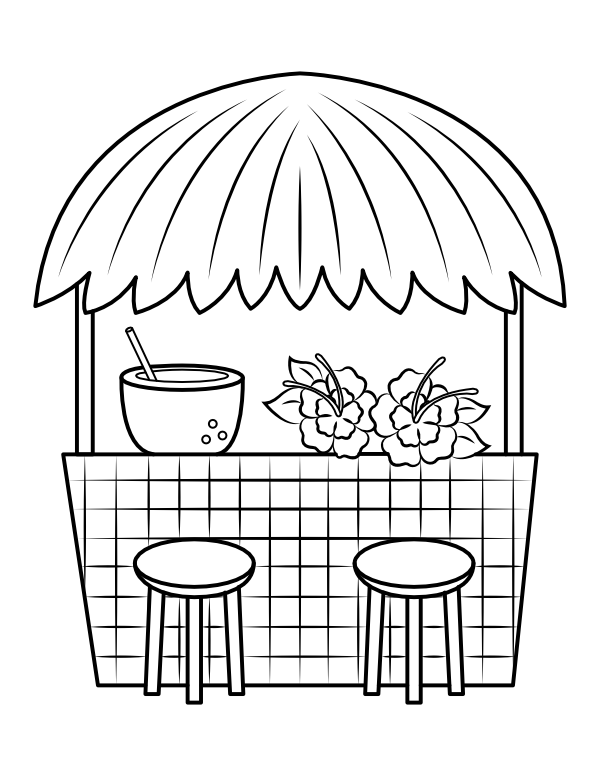 Printable tiki bar coloring page
