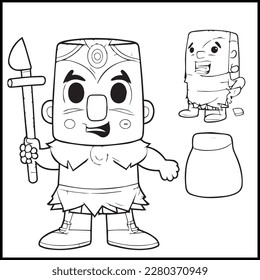 Tiki polynesian coloring page kids stock vector royalty free