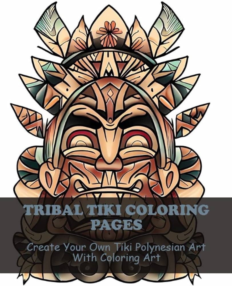 Tribal tiki coloring pages create your own tiki polynesian art with coloring art
