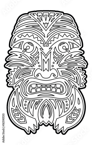 Polynesian tiki totem vector idol mask coloring page vector