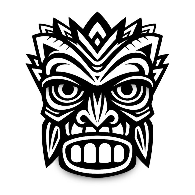 Premium ai image tiki face white background black white coloring page