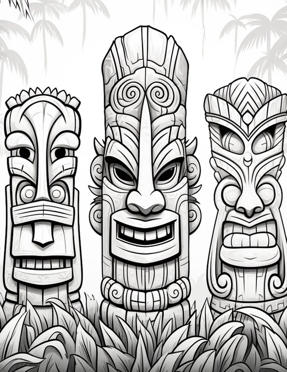 Exotic tiki coloring pages by krazy koloring pages of tropical tikis to color and enjoy