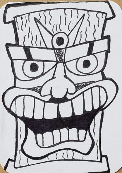 Tiki drawing step by step art tutorial