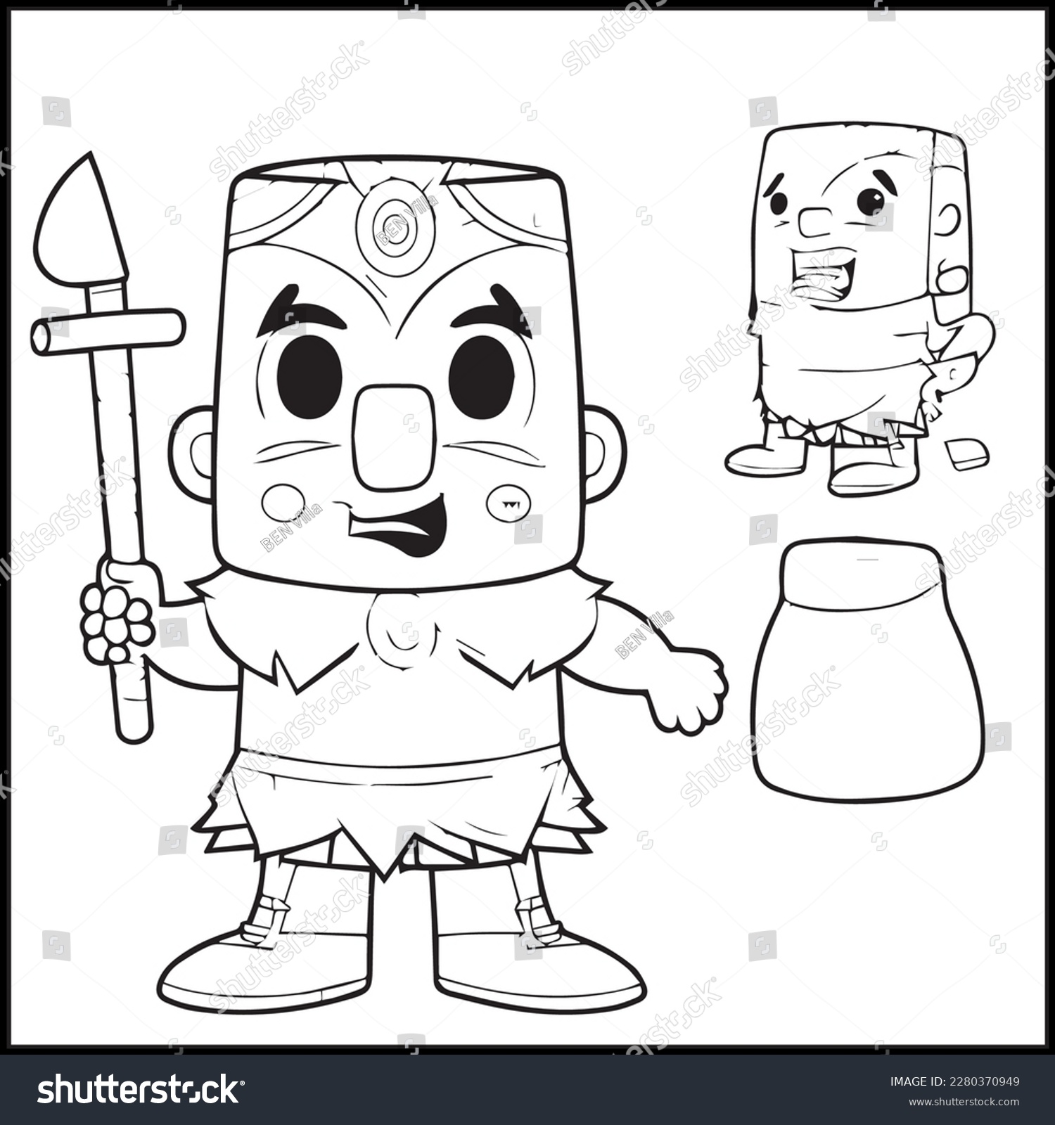 Tiki polynesian coloring page kids stock vector royalty free