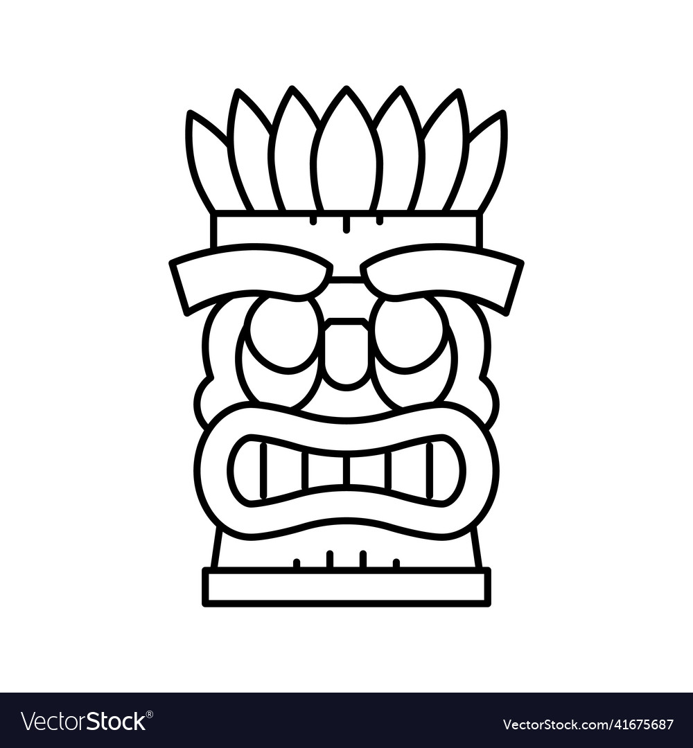 Tiki mask line icon royalty free vector image